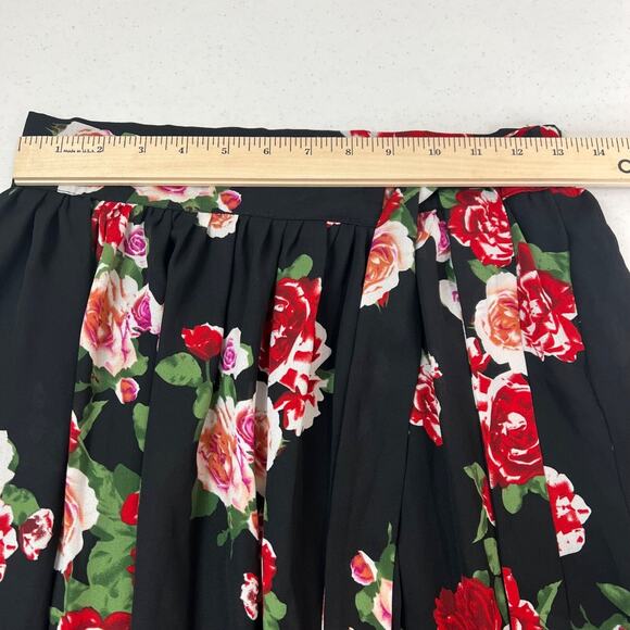 Boohoo Womens Floral Maxi Skirt With Tie Waist Black Red‎ 6 Whimsy Romantic - Picture 10 of 12